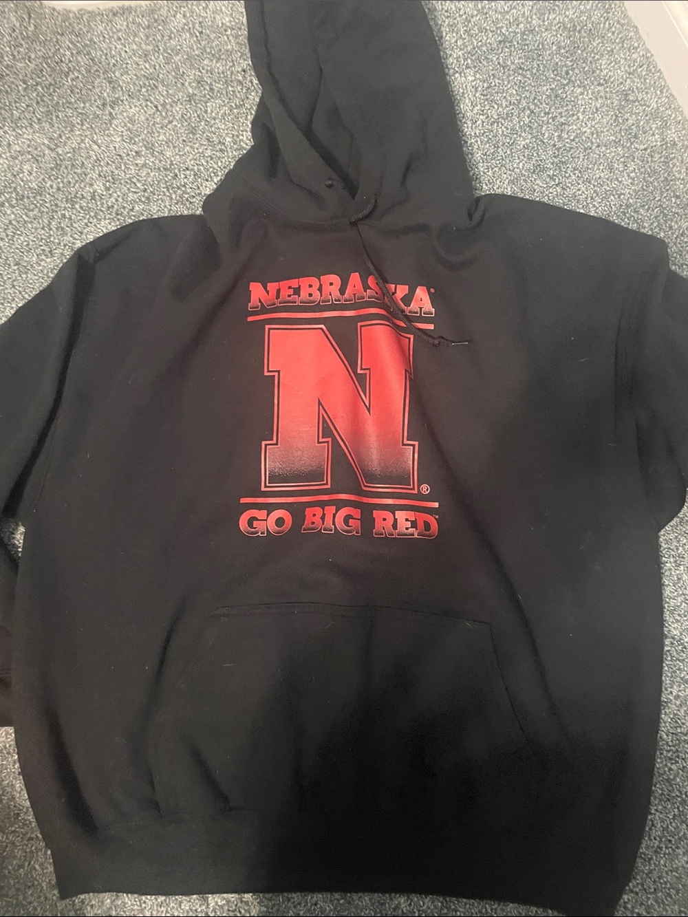 Gildan Black Hoodie with Red Nebraska 'N' Logo